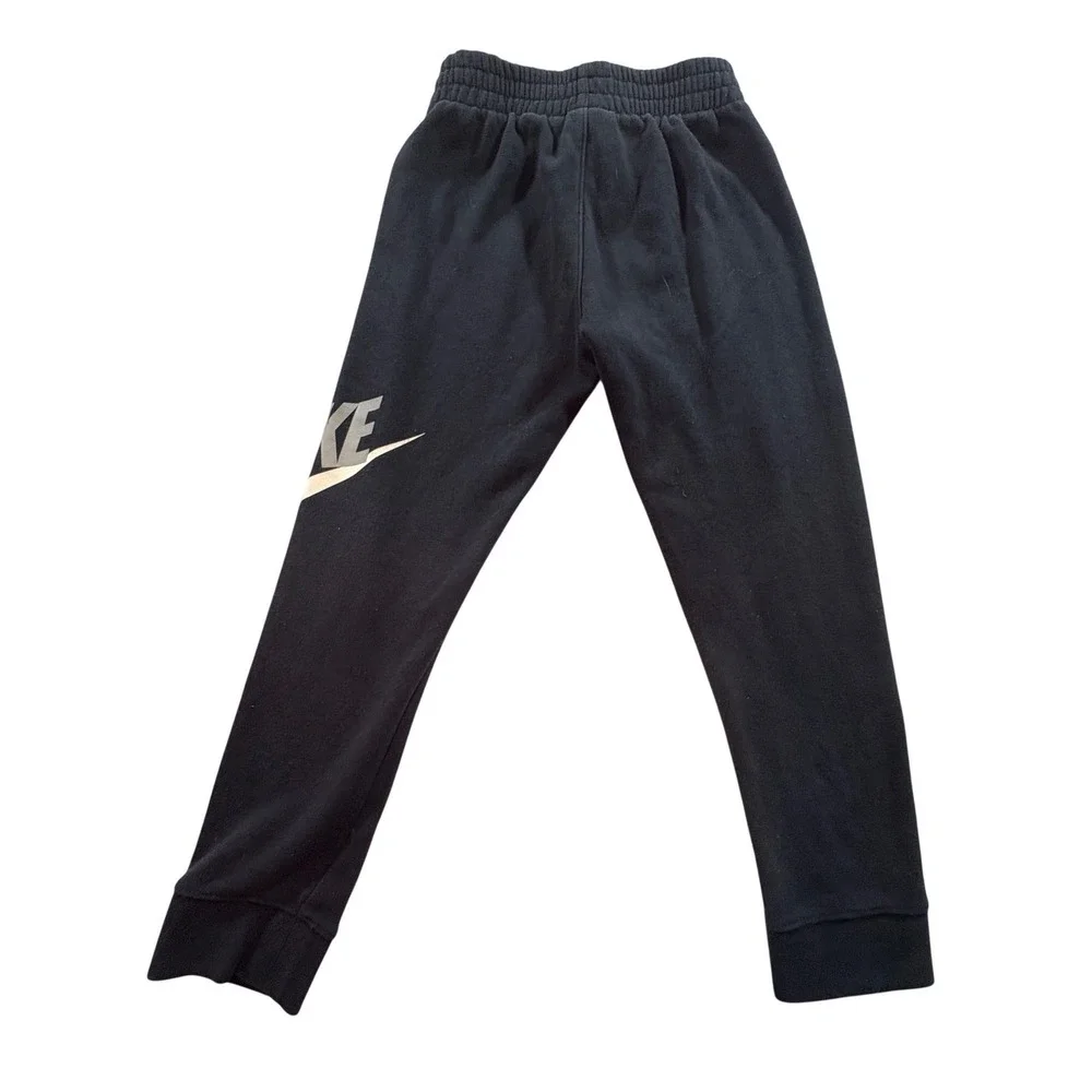 Nike Sweatpants Joggers Boys Youth Small Black Fleece Graphic Logo Activewear